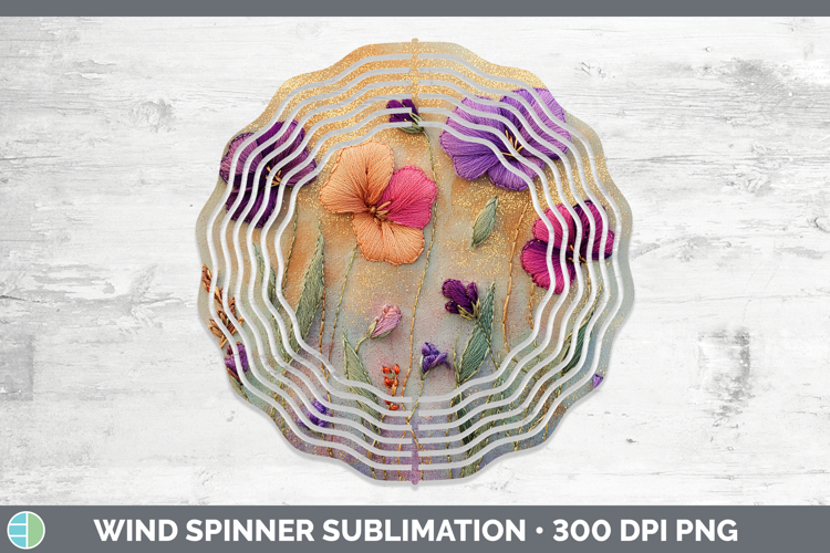 Flowers 01 Embroider Sweet Pea Wind Spinner Sublimation Spin