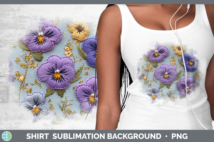 Flowers 01 Embroider Violet Shirt Sublimation Sublimation Ba