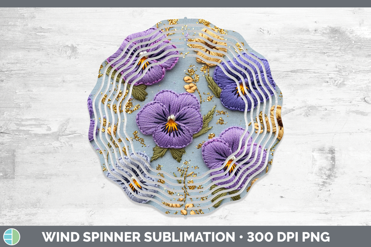 Flowers 01 Embroider Violet Wind Spinner Sublimation Spinner
