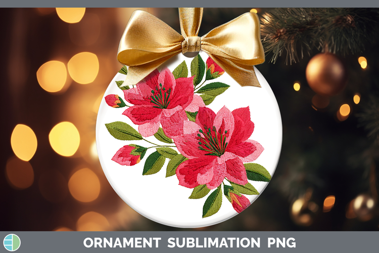 Azalea Flowers 01 Embroidery Ornament Sublimation Design