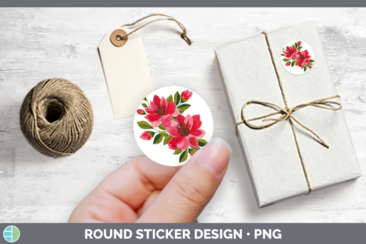Azalea Flowers 01 Embroidery Stickers Design