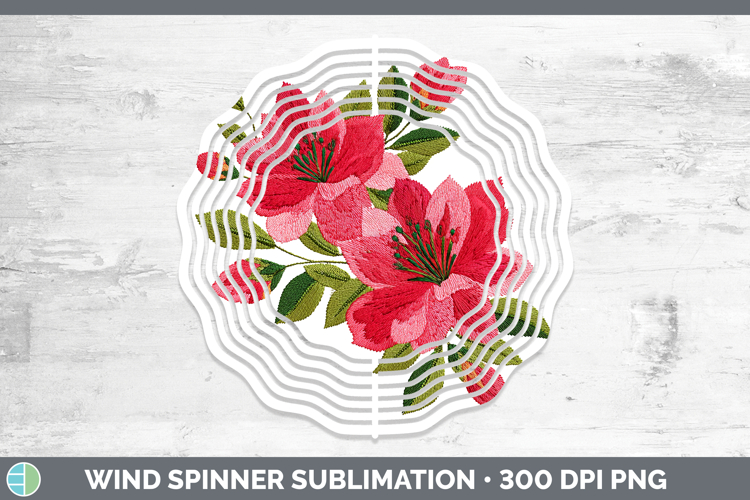 Azalea Flowers 01 Embroidery Wind Spinner Sublimation Design
