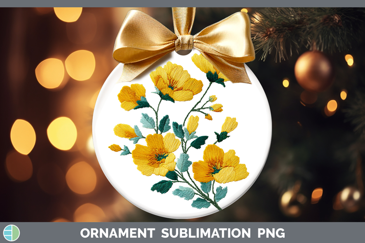 Buttercup Flowers 01 Embroidery Ornament Sublimation Design