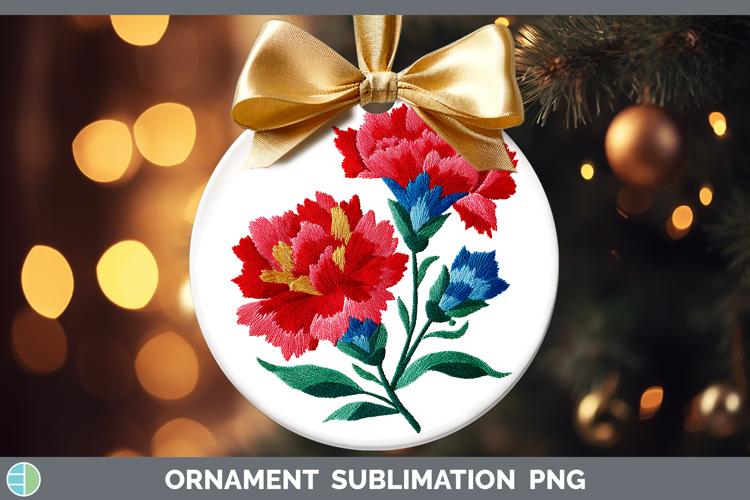 Carnation Flowers 01 Embroidery Ornament Sublimation Design