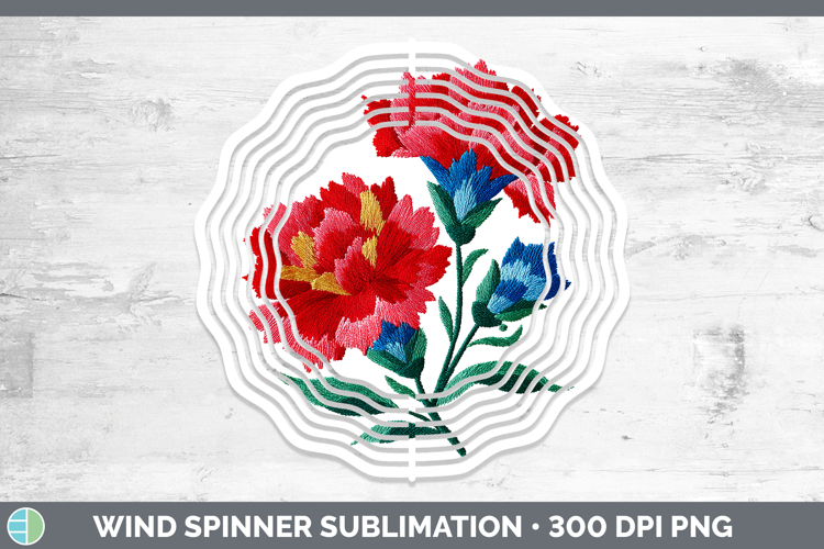Carnation Flowers 01 Embroidery Wind Spinner Sublimation Des