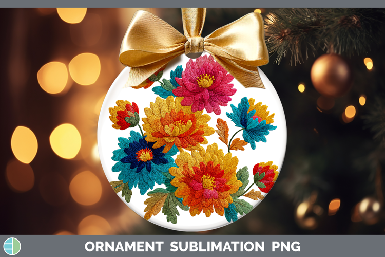 Chrysanthemum Flowers 01 Embroidery Ornament Sublimation Des
