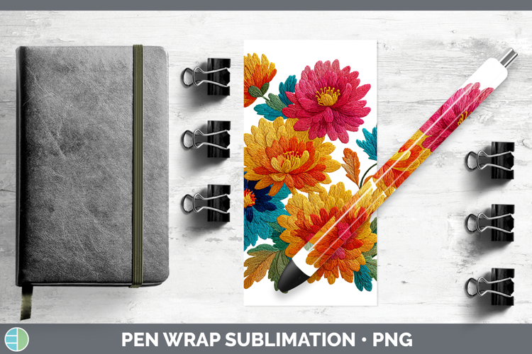 Chrysanthemum Flowers 01 Embroidery Pen Wrap Sublimation Des