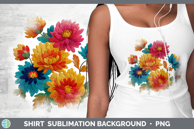 Chrysanthemum Flowers 01 Embroidery Shirt Sublimation Design