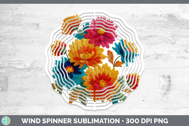 Chrysanthemum Flowers 01 Embroidery Wind Spinner Sublimation