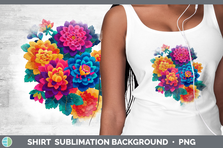 Dahlia Flowers 01 Embroidery Shirt Sublimation Design