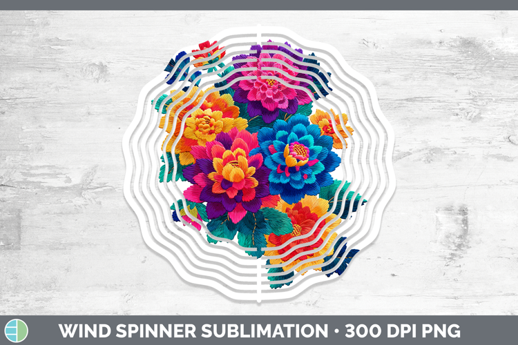 Dahlia Flowers 01 Embroidery Wind Spinner Sublimation Design