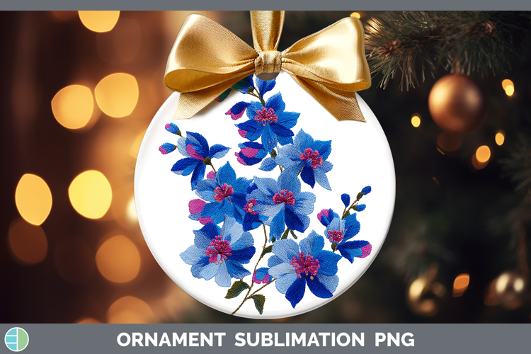 Delphinium Flowers 01 Embroidery Ornament Sublimation Design