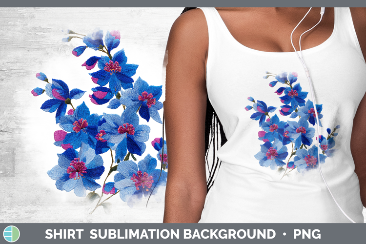 Delphinium Flowers 01 Embroidery Shirt Sublimation Design