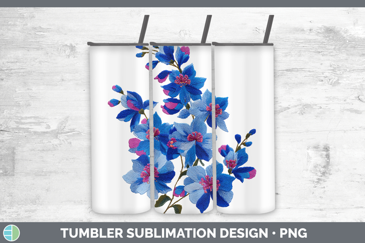 Delphinium Flowers 01 Embroidery Tumbler Sublimation Design