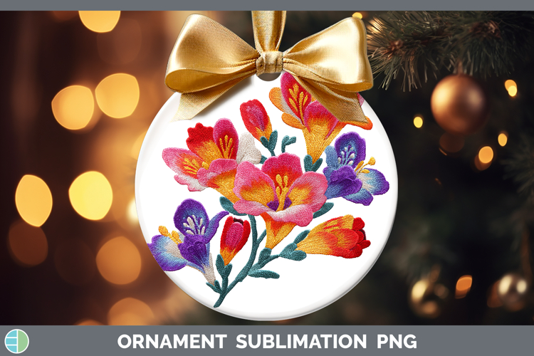 Freesia Flowers 01 Embroidery Ornament Sublimation Design