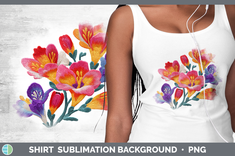 Freesia Flowers 01 Embroidery Shirt Sublimation Design