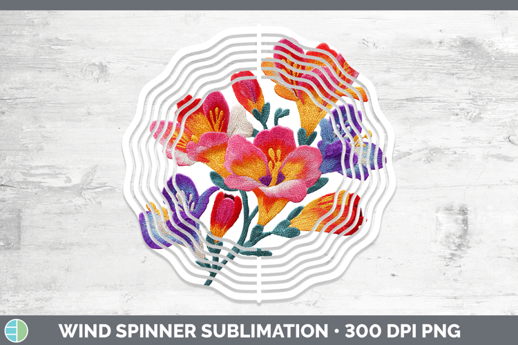 Freesia Flowers 01 Embroidery Wind Spinner Sublimation Desig