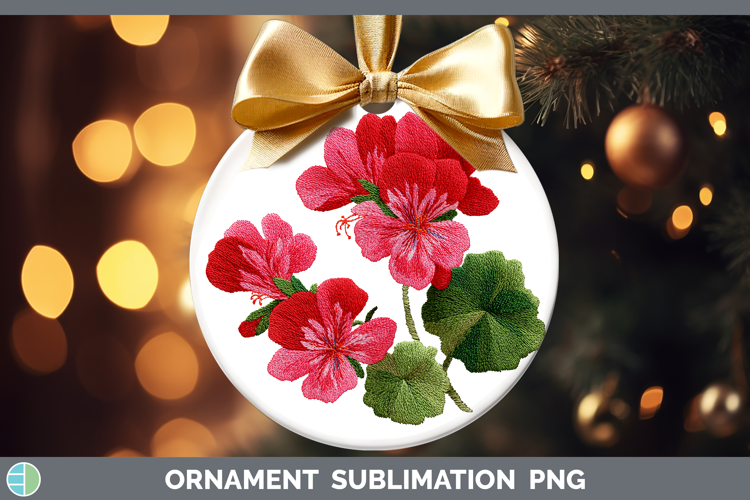 Geranium Flowers 01 Embroidery Ornament Sublimation Design