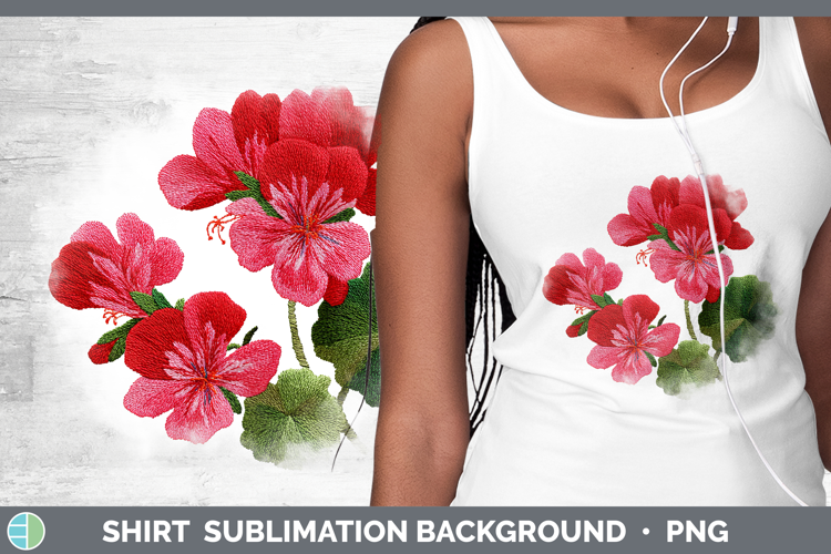 Geranium Flowers 01 Embroidery Shirt Sublimation Design