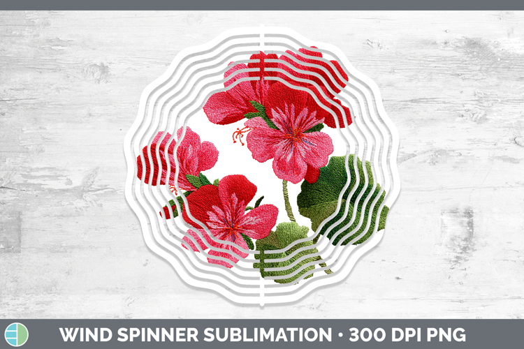 Geranium Flowers 01 Embroidery Wind Spinner Sublimation Desi