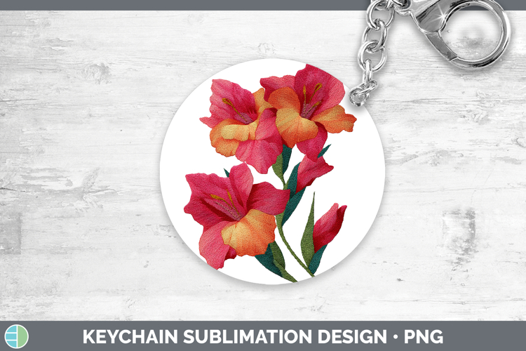 Gladiolus Flowers 01 Embroidery Keychain Sublimation Design