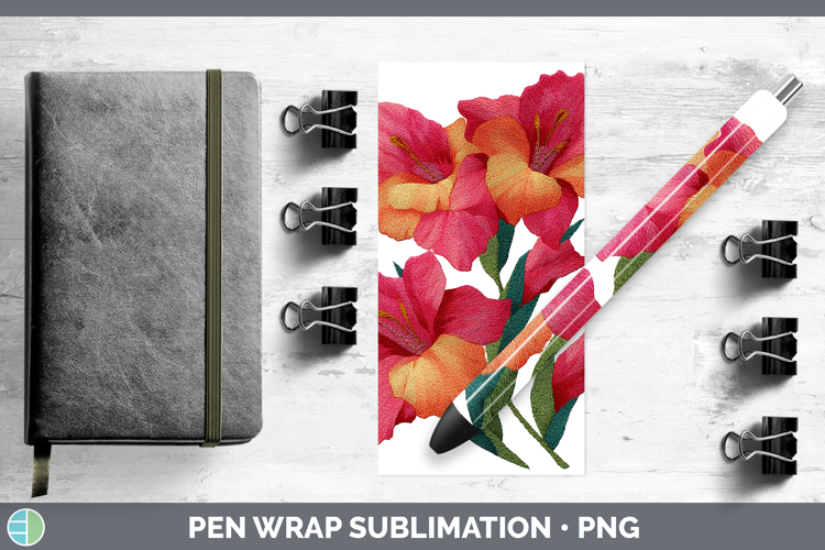 Gladiolus Flowers 01 Embroidery Pen Wrap Sublimation Design
