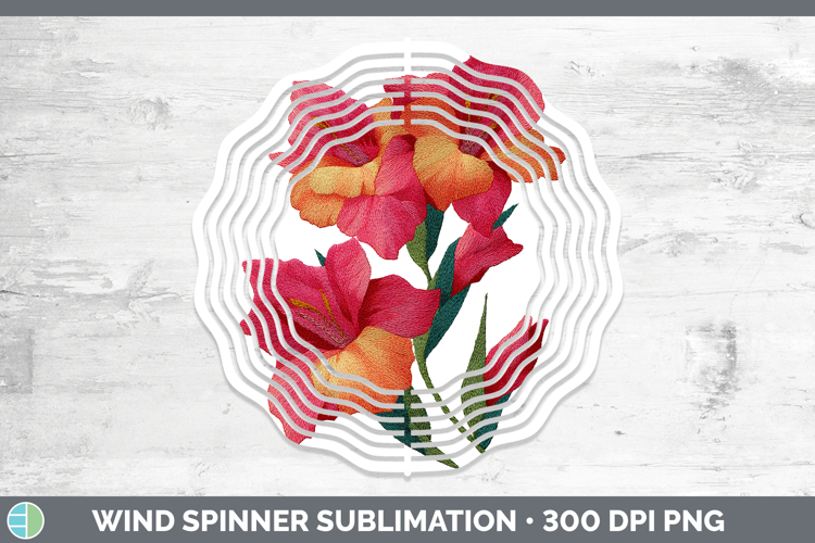 Gladiolus Flowers 01 Embroidery Wind Spinner Sublimation Des