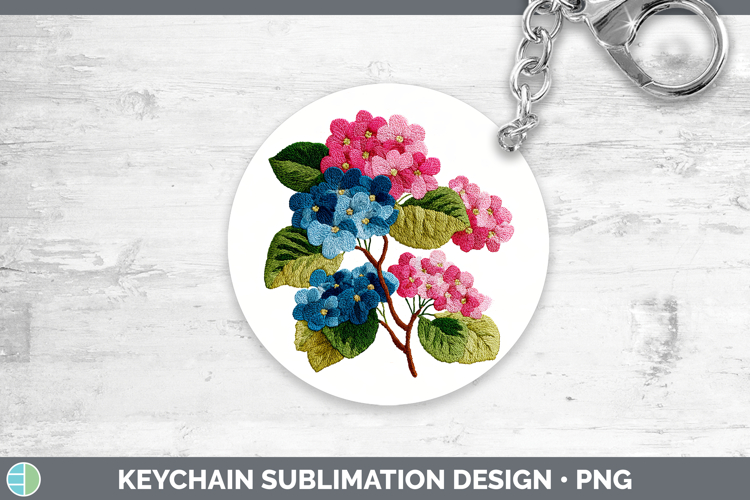 Hydrangea Flowers 01 Embroidery Keychain Sublimation Design