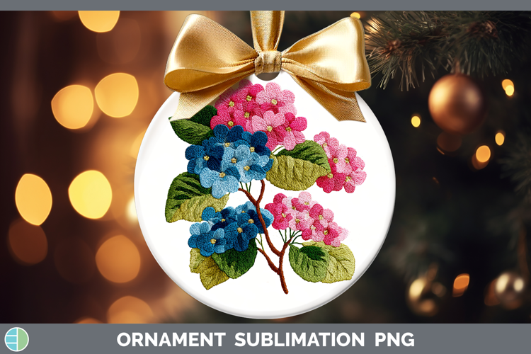 Hydrangea Flowers 01 Embroidery Ornament Sublimation Design