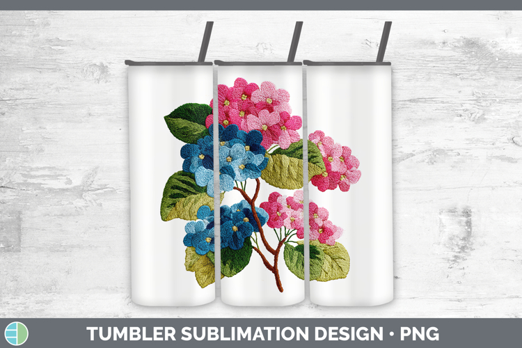 Hydrangea Flowers 01 Embroidery Tumbler Sublimation Design