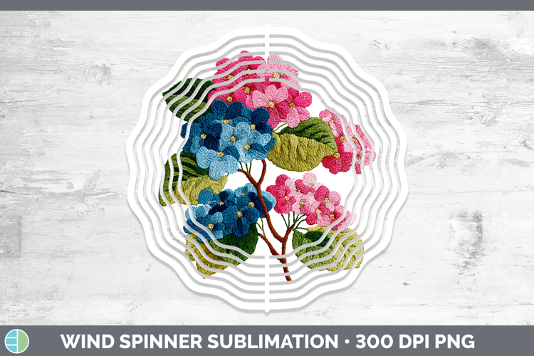 Hydrangea Flowers 01 Embroidery Wind Spinner Sublimation Des