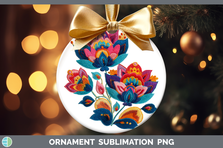 Lotus Flowers 01 Embroidery Ornament Sublimation Design