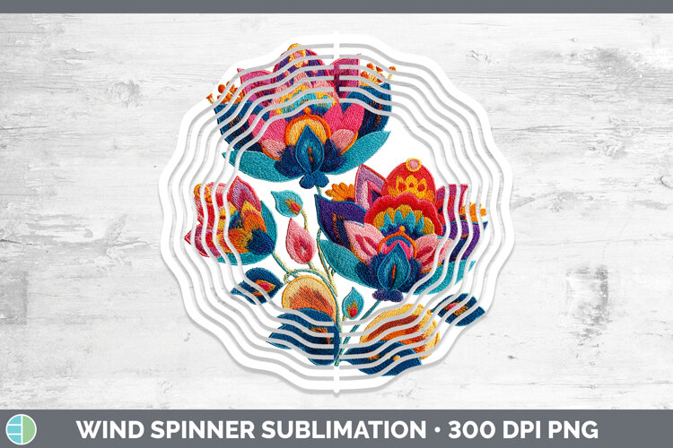 GorgeousFlowers 01 Embroidery Wind Spinner design.