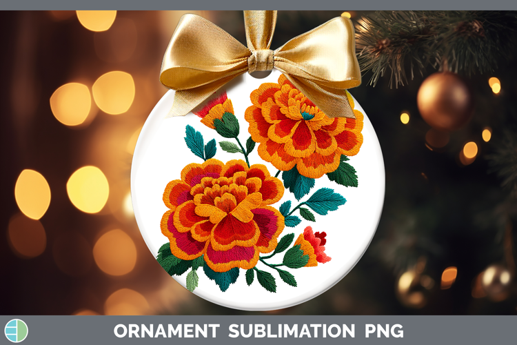 Marigold Flowers 01 Embroidery Ornament Sublimation Design