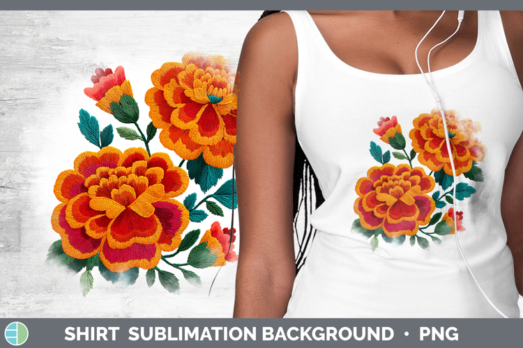 Marigold Flowers 01 Embroidery Shirt Sublimation Design