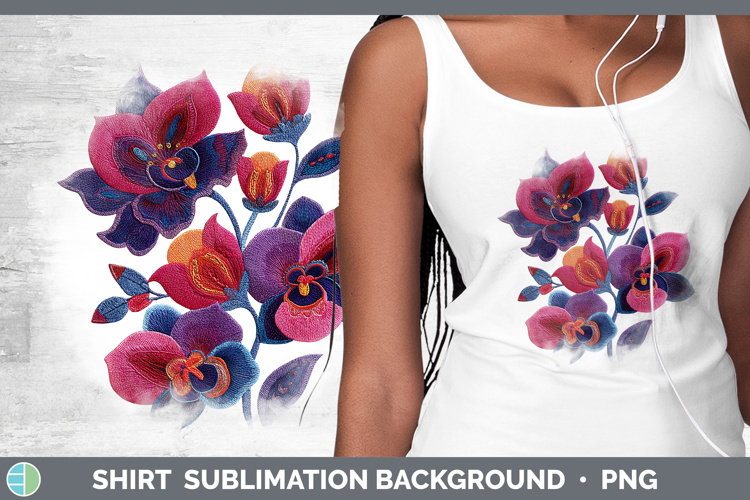 Orchid Flowers 01 Embroidery Shirt Sublimation Design