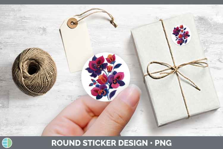 Orchid Flowers 01 Embroidery Stickers Design