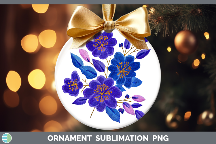 Periwinkle Flowers 01 Embroidery Ornament Sublimation Design