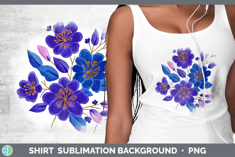 Periwinkle Flowers 01 Embroidery Shirt Sublimation Design