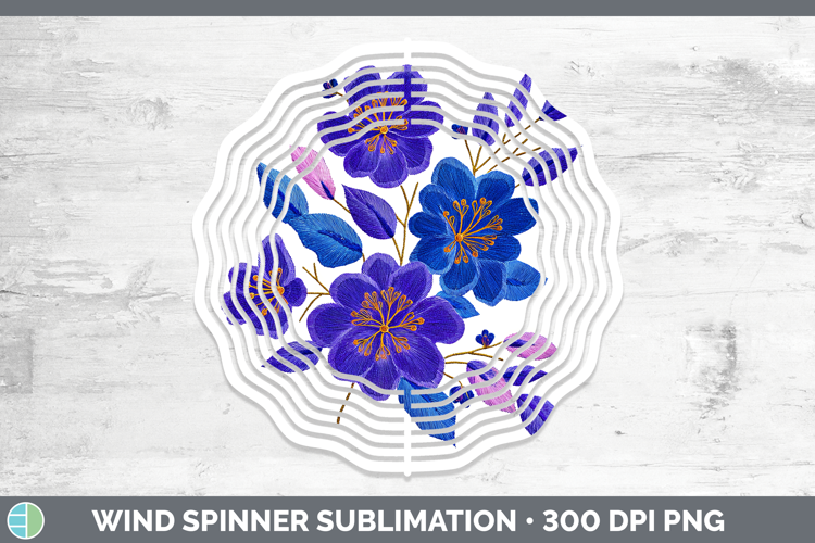 Periwinkle Flowers 01 Embroidery Wind Spinner Sublimation De