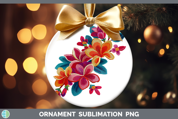 Plumeria Flowers 01 Embroidery Ornament Sublimation Design