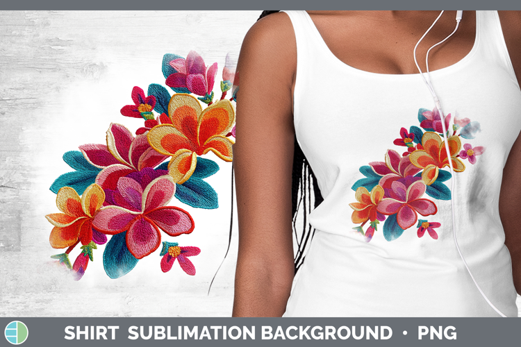 Plumeria Flowers 01 Embroidery Shirt Sublimation Design