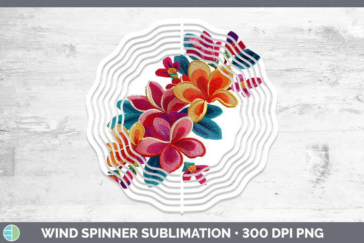 Plumeria Flowers 01 Embroidery Wind Spinner Sublimation Desi