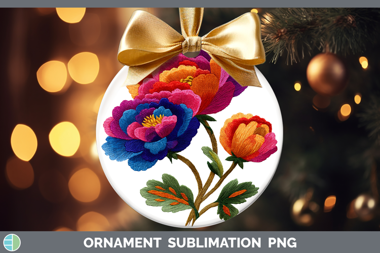 Ranunculus Flowers 01 Embroidery Ornament Sublimation Design