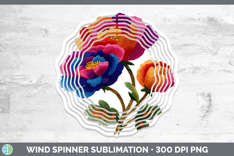 GorgeousFlowers 01 Embroidery Wind Spinner design.