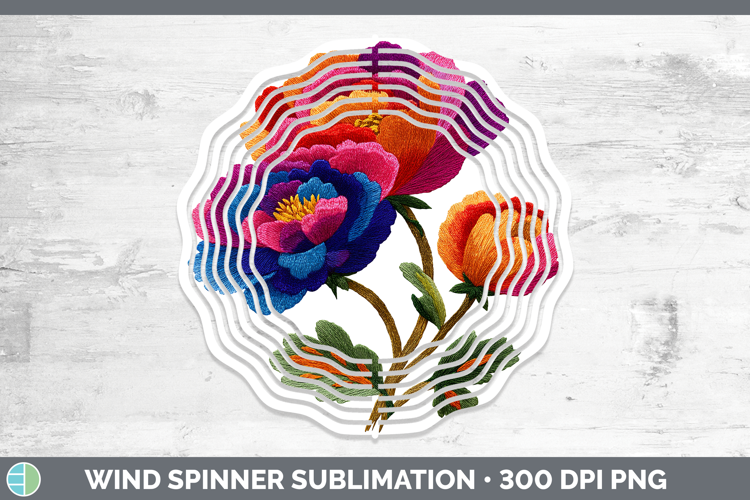 Ranunculus Flowers 01 Embroidery Wind Spinner Sublimation De