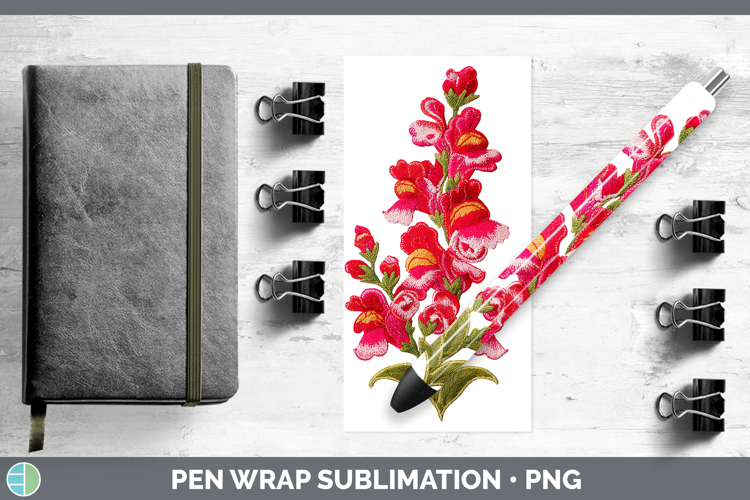 Snapdragon Flowers 01 Embroidery Pen Wrap Sublimation Design