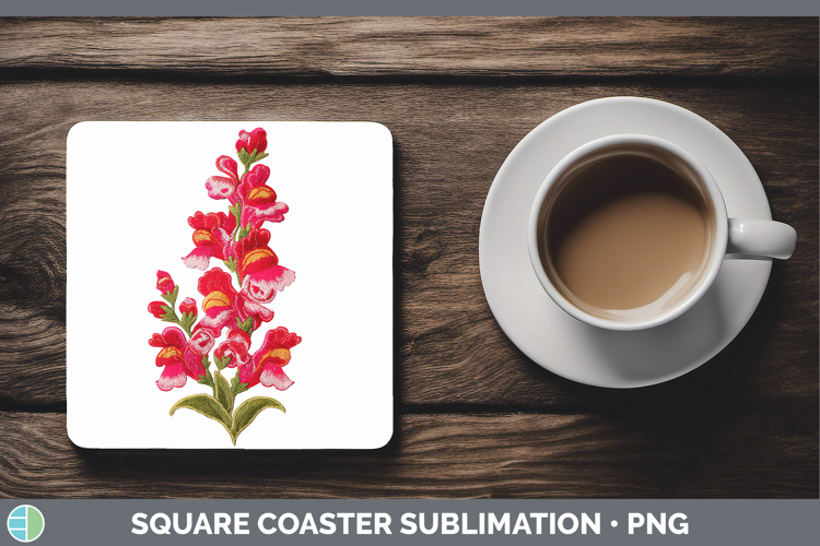 Snapdragon Flowers 01 Embroidery Square Coaster Sublimation