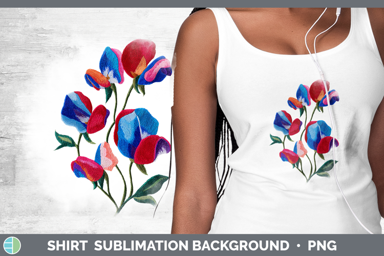 Sweet Pea Flowers 01 Embroidery Shirt Sublimation Design