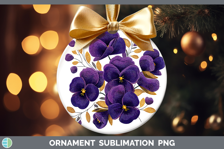 Violet Flowers 01 Embroidery Ornament Sublimation Design